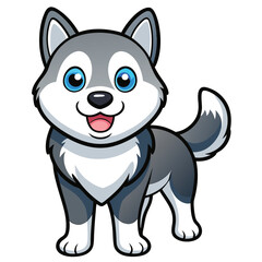 Obraz premium Cute Siberian Husky Dog Cartoon Illustration Artwork