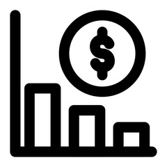 Graph Down Icon Outline Style
