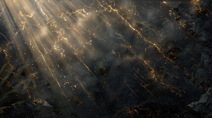 Gothic background with dark marble textures and glowing gold inlays softly lit