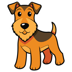Cute Airedale Terrier Dog Cartoon Illustration Artwork
