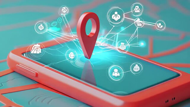 Smartphone 3D Map pins, GPS, navigator pin checking points, 3D World Map icon, technology and application mobile smart phone with mobile, delivery tracking, transportation, travel