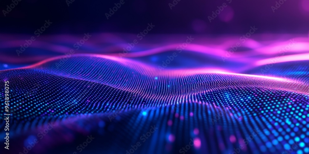 Sticker abstract blue and purple glowing wave.