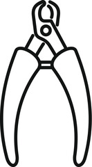 Line drawing of nail nipper, an essential tool for maintaining well groomed nails during manicures and pedicures