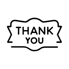 Thank you sign with decorative border, black and white minimal design