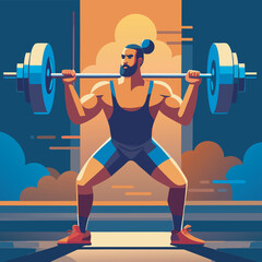 weight lifting sports gym training flat vector illustration design