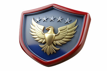 Flat Glossy Eagle Emblem on Reflective Patriotic Background - Veterans Day Symbolizing Strength and Freedom in Simple Vector Illustration