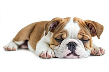 Fototapeta premium Bulldog Isolated on White Background. Adorable and Cute Domestic Crossbred Dog Breed