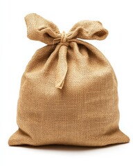 Burlap Bag. Hessian Sack Object with Organic Material in White Background