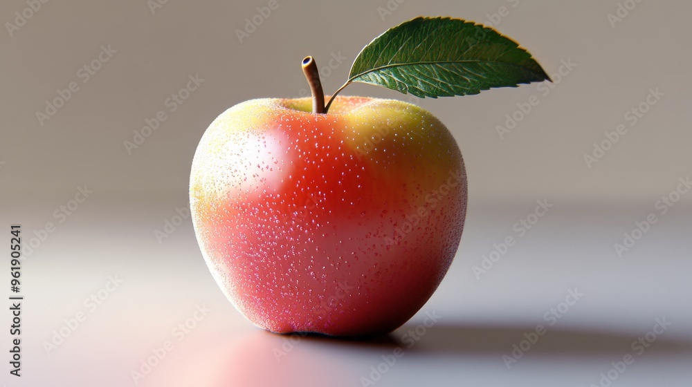 Wall mural red apple with water drops