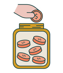 Saving Money Icon Flat Style Illustration
