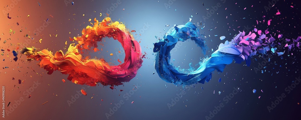 Poster dynamic splash of vibrant colors in a mesmerizing swirl, showcasing creativity and energy in abstrac