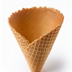 Empty ice cream cone, isolated on white background, clipping path, full depth of field