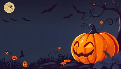 Happy Halloween background with pumpkin, Premium illustration for banners, posters, greetings, and Halloween celebrations.