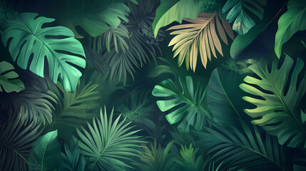 Leaf background. Lush Jungle. Illustration