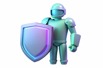 Flat Glowing Holographic Soldier Silhouette with Shield & Copy Space for Hari Pahlawan Celebration - Modern Vector Design