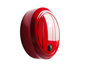 A vibrant red fire alarm on a wall, symbolizing safety and emergency preparedness in buildings.