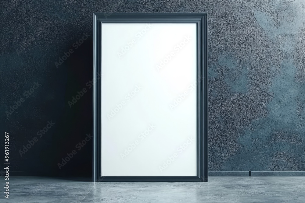 Poster digital screen with blank image in dark interior. 3d rendering