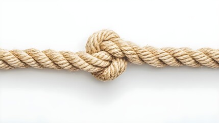 Obraz premium A clean, minimalist stock photo showcasing a knotted rope placed against a pure white background.