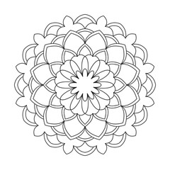 Colorful paper art mandala against a teal background for coloring book page