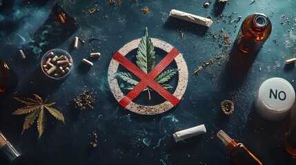 A powerful stock photo depicting a clear and strong anti-cannabis, anti-drug, and anti-smoking message.