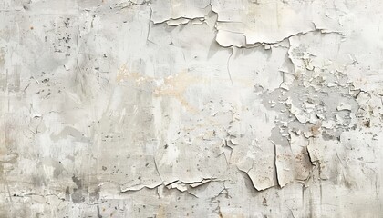 Obraz premium An old white grunge wall with a ripped, torn texture, offering a vintage-inspired backdrop for