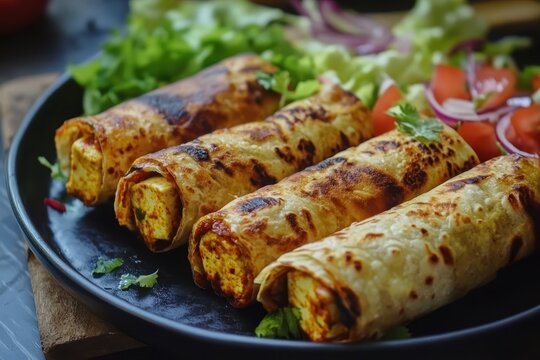 Paneer wraps with salad