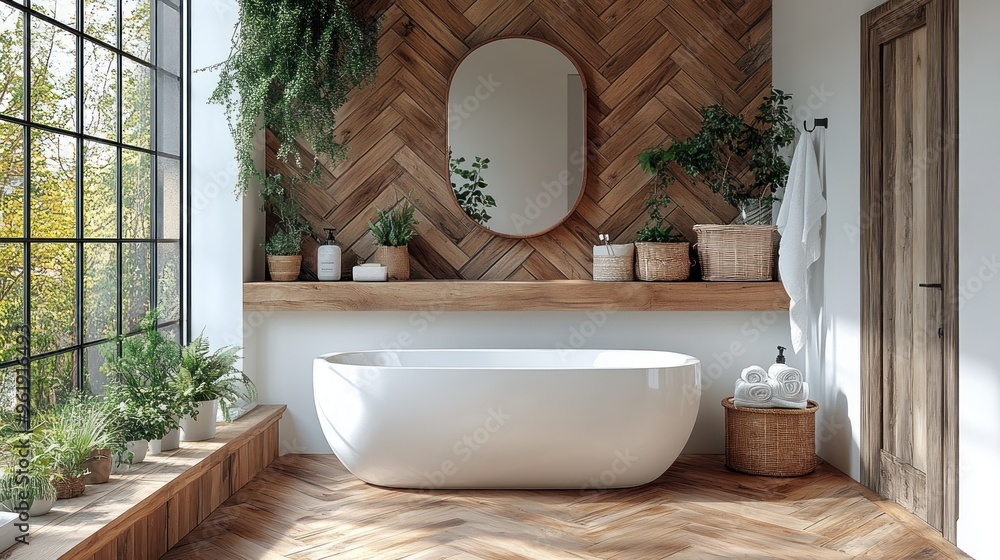 Canvas Prints modern bathroom with natural elements and a relaxing atmosphere