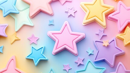 Obraz premium Pastel 3d star frame background. Star background