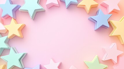 Pastel 3d star frame background. Star background