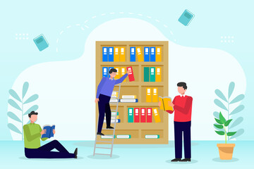 Reading book concept. Colored flat vector illustration isolated.	