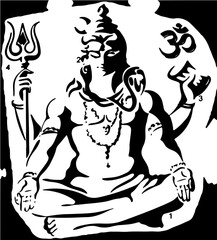 Lord shiva doing yoga and meditation
