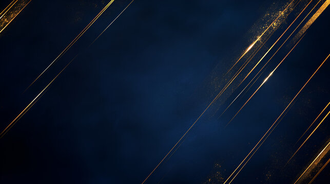 un fondo azul marino oscuro con lineas en color dorado en color oro fondo abstracto y elegante brillante con espacio de copia para invitacion o dise&ntilde;o