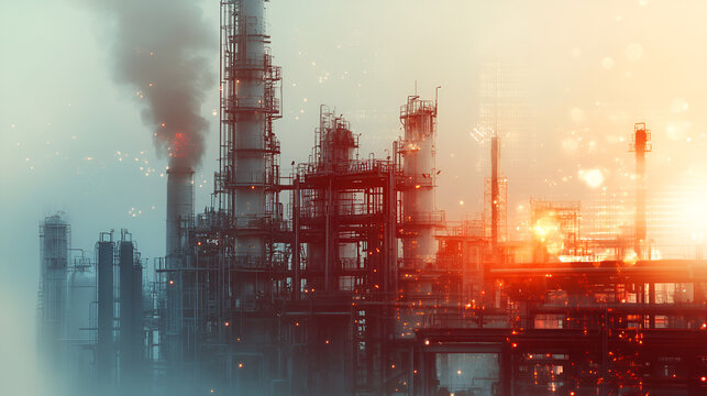 industria refineria produccion digital y fabricacion planta petroquimica con datos virtuales de hologramas