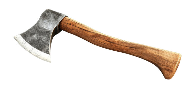 A vintage axe with a wooden handle and steel blade, perfect for outdoor activities, woodworking, or historical themes.