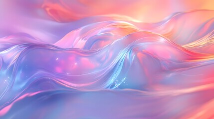 Obraz premium Vibrant multicolored abstract background, fluid gradient waves, iridescent pastel hues, soft blended transitions, ethereal atmosphere smooth flowing curves.