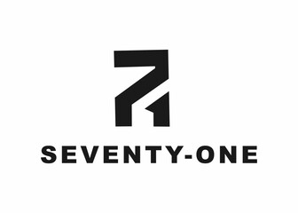 Naklejka premium number seventy one logo, design, vector, illustration, creative icon, template