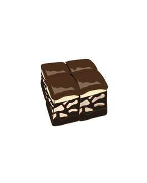 Cake batik ( kek batik) bar isolated on white background