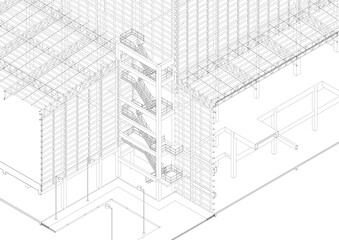 3D illustration of industrial project