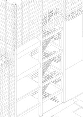 3D illustration of industrial project