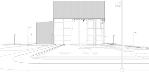 3D illustration of industrial project