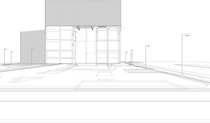 3D illustration of industrial project