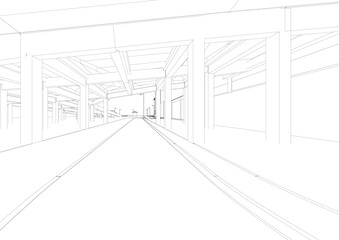 3D illustration of industrial project