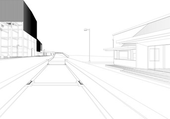 3D illustration of industrial project