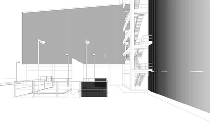 3D illustration of industrial project