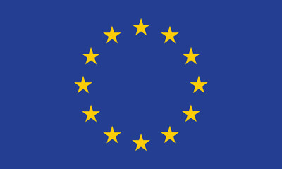 Official standardized flag of the EU in original colors and proportion correctly. Vector illustration
