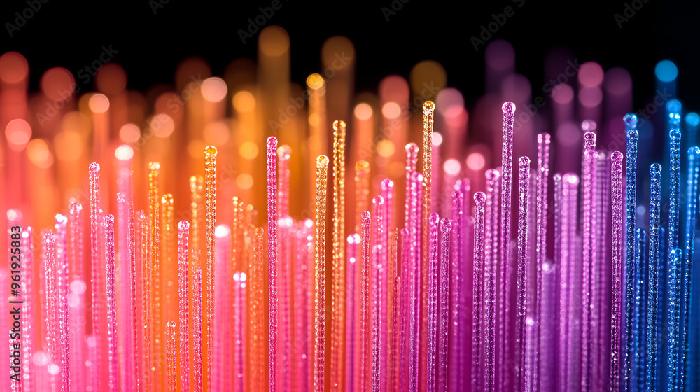 Aufkleber colorful strands of light create a vibrant abstract visual in a dark background, showcasing various 