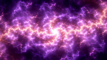 Obraz premium A swirling purple cosmic nebula illuminated by bright star formations in deep space at nighttime