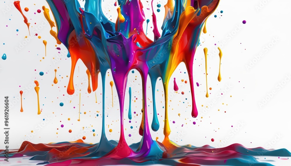 Poster vibrant watercolor splashes and colorful abstract patterns blend in a dynamic and artistic backgroun