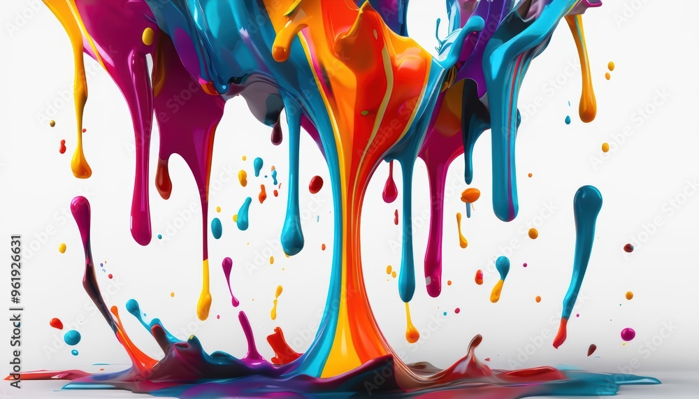 Poster vibrant watercolor splashes and colorful abstract patterns blend in a dynamic and artistic backgroun