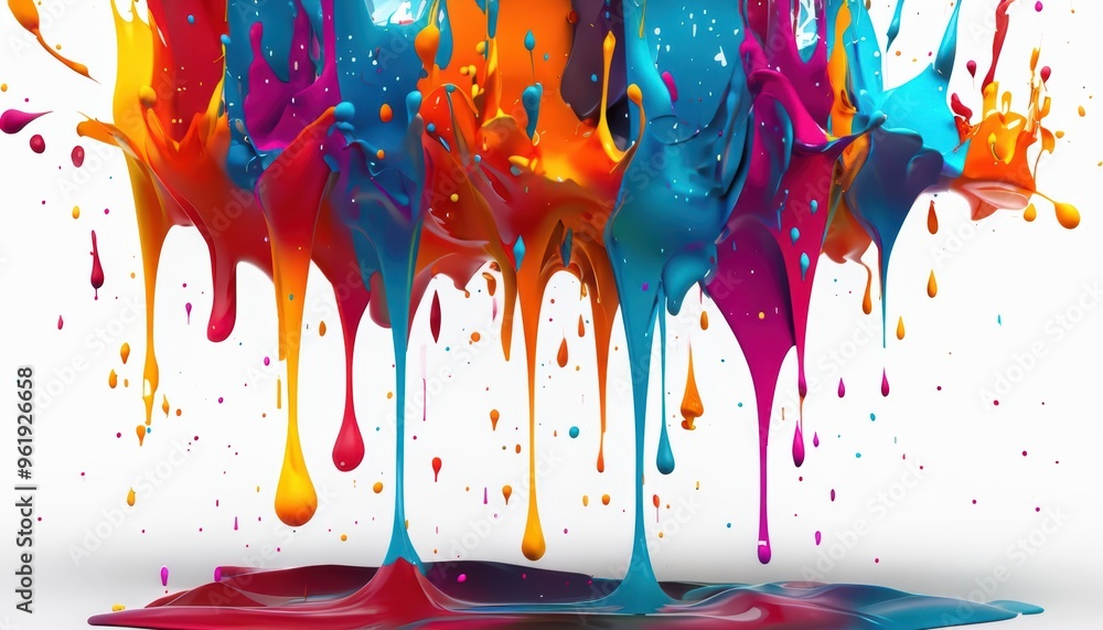 Poster vibrant watercolor splashes and colorful abstract patterns blend in a dynamic and artistic backgroun